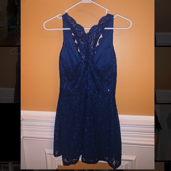 Navy blue homecoming/formal dance dress w glitter - Picture 3 of 6